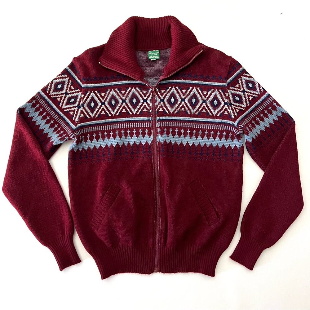 Vintage 80’s Zip Up Sweater Made in German Men’s Size Medium